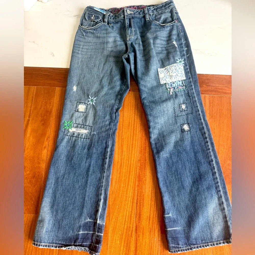 Gap Denim Jeans GIRLS Plus Pants Size 18 Plus Adjustable waist Patchwork